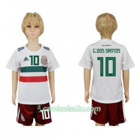 Camisolas de futebol México G.Dos Santos 10 Criança Equipamento Alternativa Copa do Mundo 2018 Manga Curta